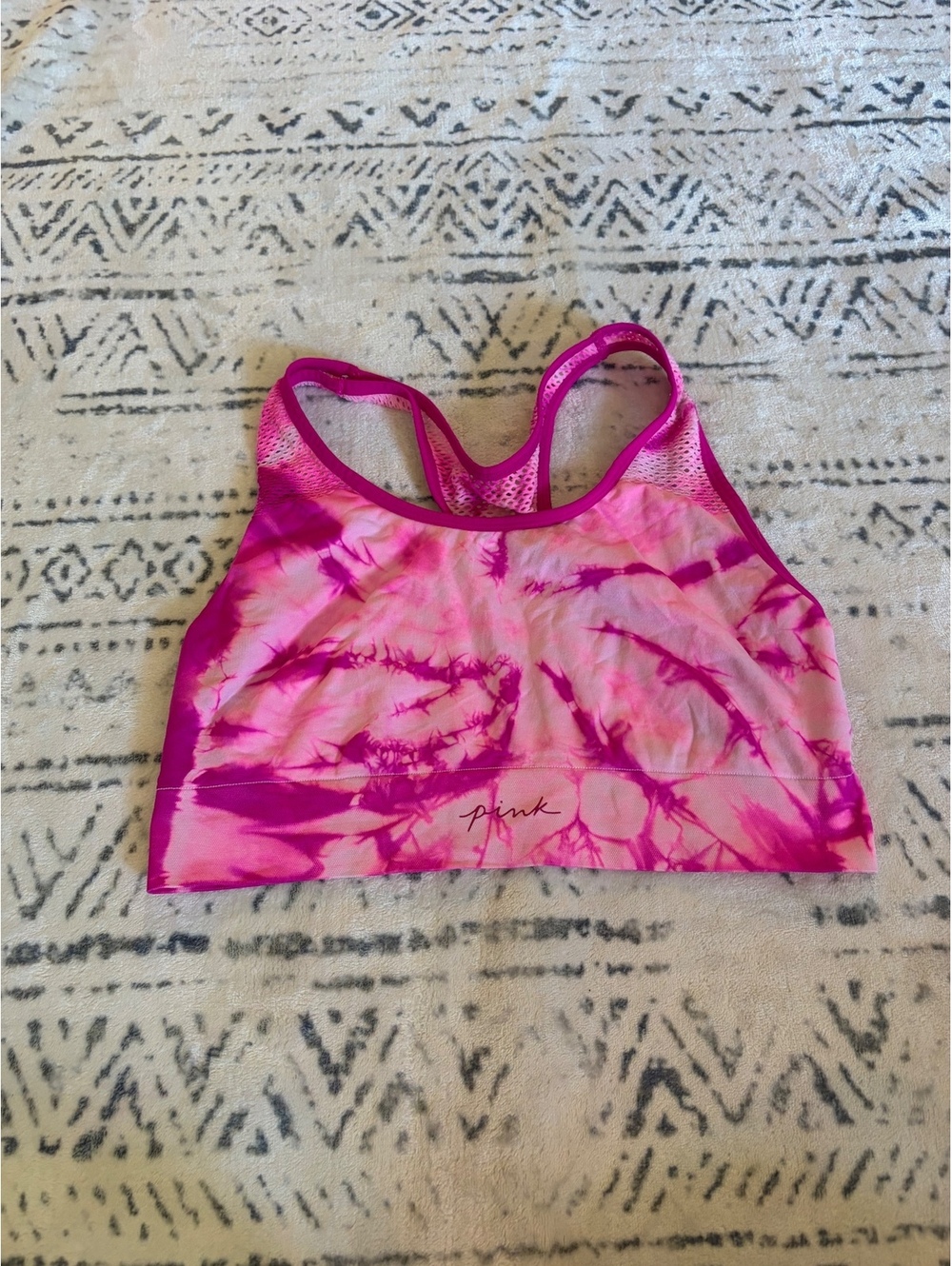 Pink Active Tie-Dye Sports Bra with Mesh Back - Size XL